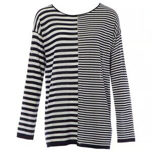 Alexander Wang Striped Cotton Lyocell Blend Long Sleeve Knit Sz S/XS